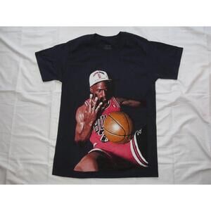 Michael Jordan Three Peat Short Sleeve Tee Shirt Navy Blue Adult Small New Bulls